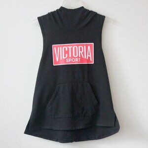 Victoria's Secret Sport Cotton Black Sleeveless Racerback Workout Hoodie Small